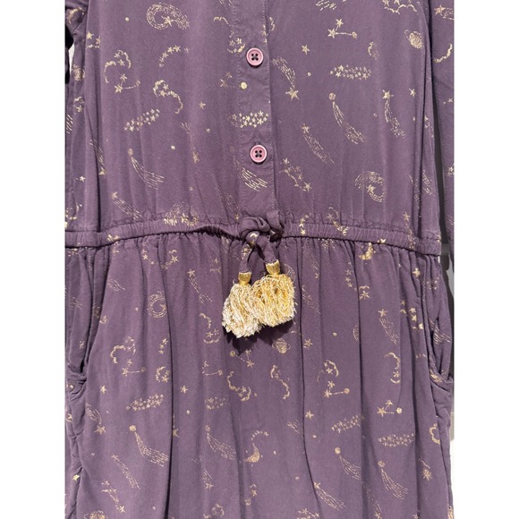 Boden Girls Purple Constellation Print Button Front Dress with Tie Size 6-7 - Picture 3 of 7